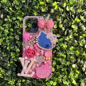 CHANEL Pink and Silver Embellished Phone Case